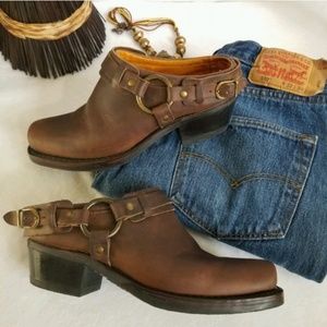 FRYE Chocolate Brown Low Harness Boots